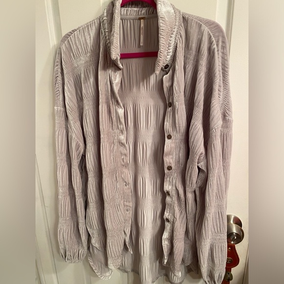 Free People Oversized Velvet Shacket/Blouse SzS - Picture 3 of 13